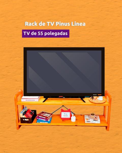 Imagem de Rack de TV de Madeira Pinus Linea com 3 Gavetas Carvalho e Preto