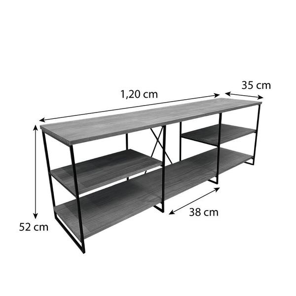 Imagem de Rack de TV Industrial de Ferro e Madeira  Duo 1,20m Natural e Preto