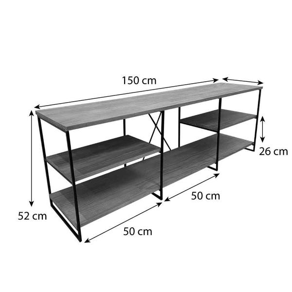 Imagem de Rack de TV Industrial de Ferro e Madeira Duo 1,50m Nozes e Preto