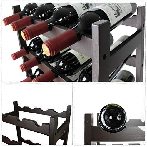Rack de vinho de bambu SMIBUY, suporte de exibição de 20 garrafas, prateleiras de armazenamento em pé livre de 5 níveis para cozinha, despensa, adega, bar (marrom escuro) Imagem de Rack de vinho de bambu SMIBUY, suporte de exibição de 20 garrafas, prateleiras de armazenamento em pé livre de 5 níveis para cozinha, despensa, adega, bar (marrom escuro)