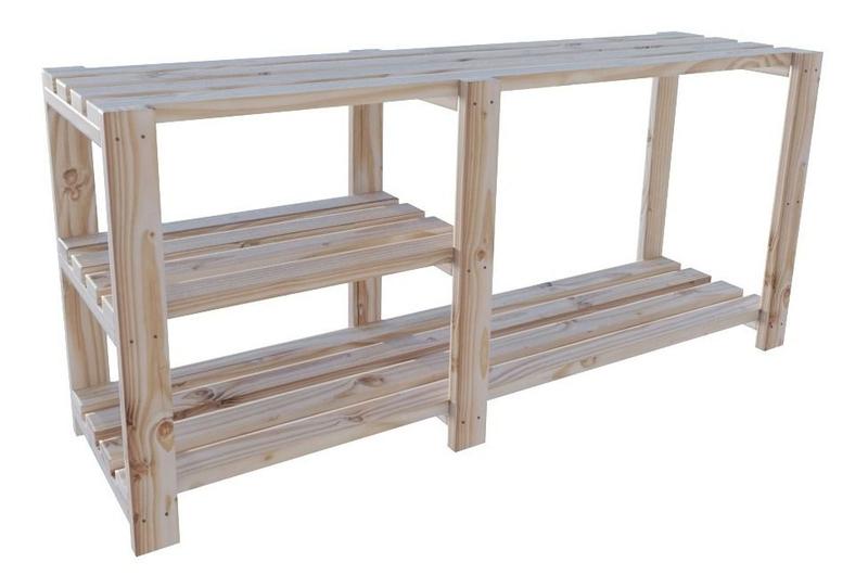 Imagem de Rack Decorativa Design Moderno 110x50cm 100% Pinus Para Jardim