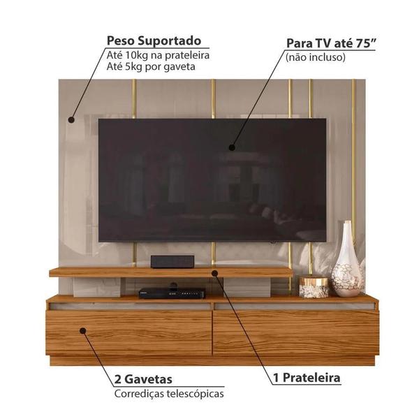 Imagem de Rack e Painel Apolo para TV de 75 Pol Fendi / Natural - Madetec