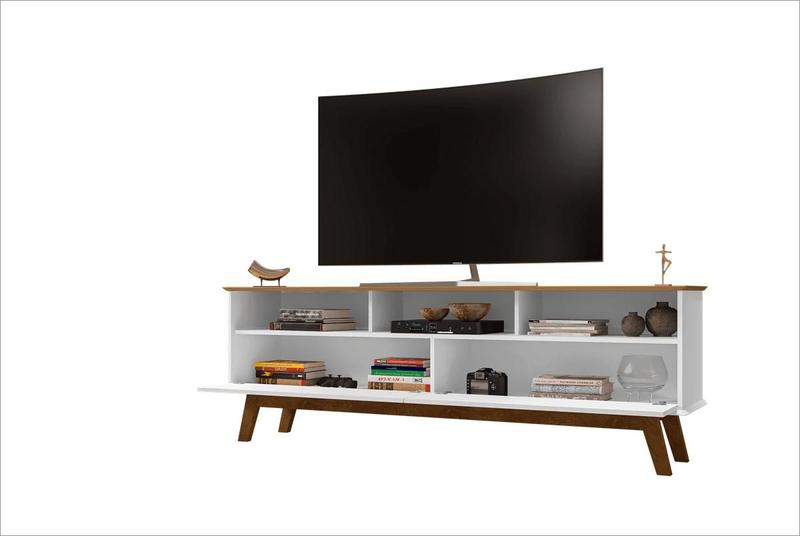 Imagem de Rack Elegant em MDF para TVs de até 65" com 4 Nichos Cinamomo Branco Bechara