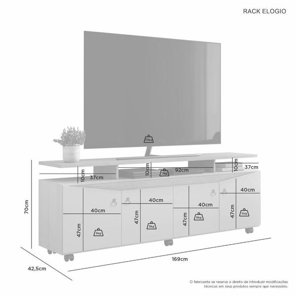 Imagem de Rack Elogio para TV até 65 Polegadas JCM Movelaria Off White Cinamomo