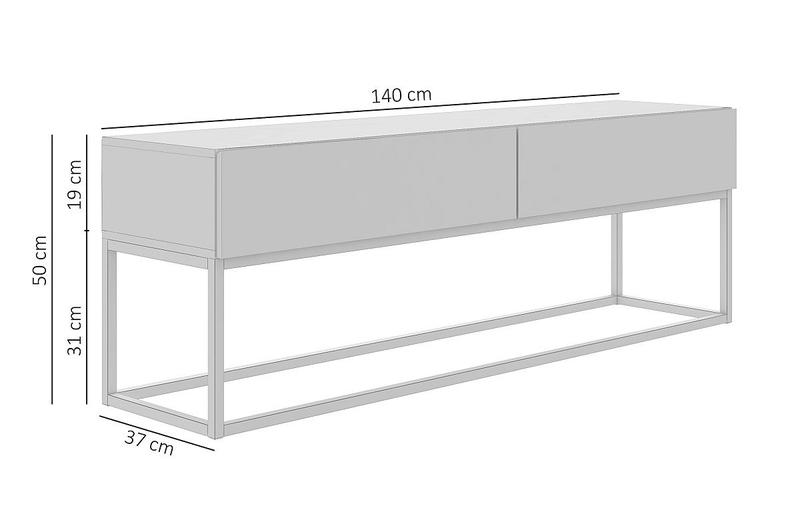 Imagem de Rack Eros Estilo Industrial 140cm Sala Estar Branco/Cobre