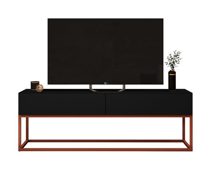 Imagem de Rack Eros Estilo Industrial 140cm Sala Estar Preto/Cobre