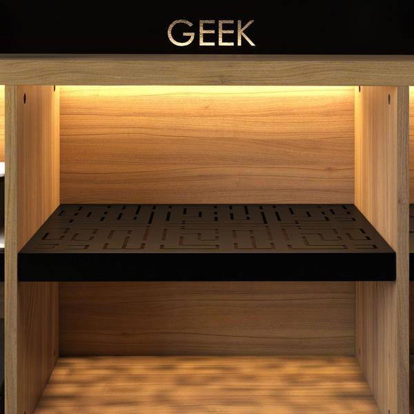 Imagem de Rack Estante Bancada Gamer Geek Madeira Com Metal Com Led Incluso