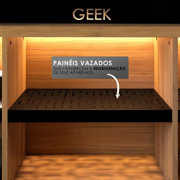 Imagem de Rack Estante Bancada Gamer Geek Preto Sem Led Incluso