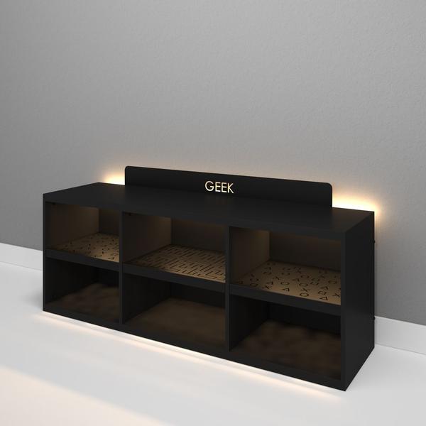 Imagem de Rack Estante Bancada Gamer Geek Preto Sem Led Incluso