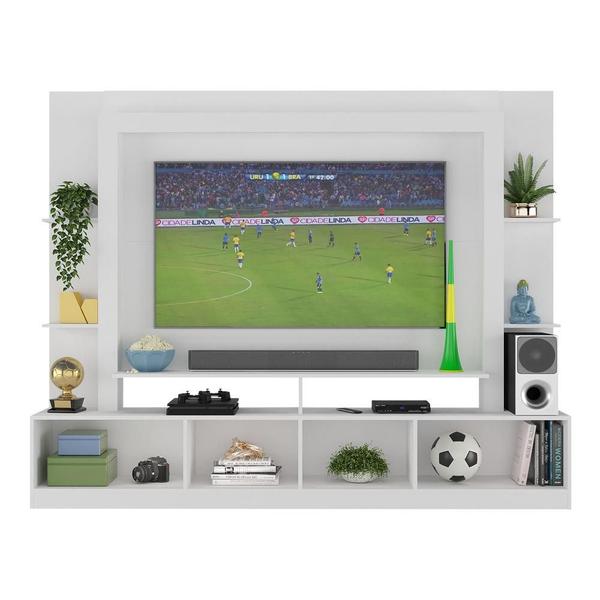 Imagem de Rack Estante com Painel e Suporte TV 65" e 2 portas Catar Multimóveis BR3386 Branco/Lacca Fumê