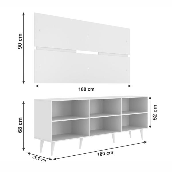 Imagem de Rack Estante Grande Painel para Tv até 55 Polegadas com Pés Branco