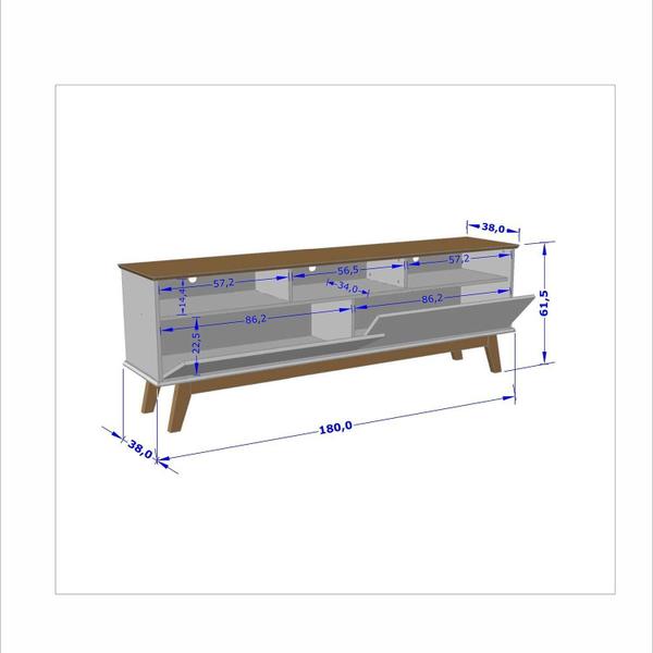 Imagem de Rack Estilo Retrô para Tv até 65 Polegadas 2 Portas 3 Nichos Elegant Ypê/Off-White