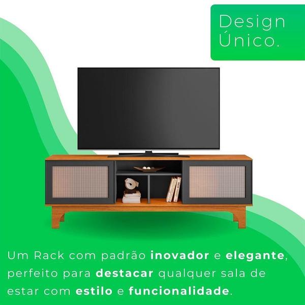 Imagem de Rack Frescor Mdp E Mdf Candian Jcm Movelaria Cinamomo Com Grafite