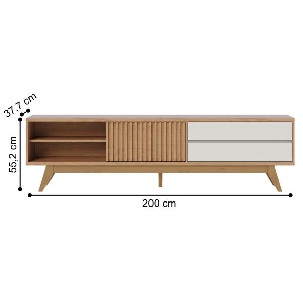 Imagem de Rack Frisado para TVs 75" Calabria Freijó Off White Matte