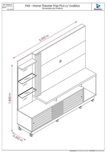 Imagem de Rack Frizz Plus para TV de até 60 polegadas (COM RODÍZIOS) - FENDI / NATURALE - Madetec