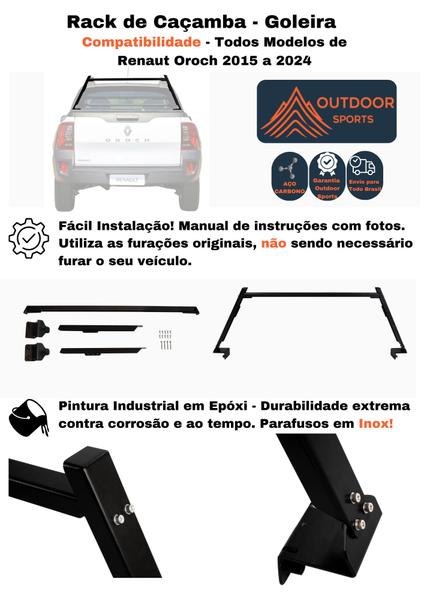 Rack Goleira De Caçamba Removível Renaut Oroch - OUTDOOR Imagem de Rack Goleira De Caçamba Removível Renaut Oroch