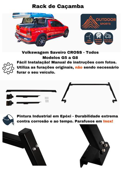 Rack Goleira De Caçamba Removível Saveiro Cross G5 A G8 - OUTDOOR Imagem de Rack Goleira De Caçamba Removível Saveiro Cross G5 A G8