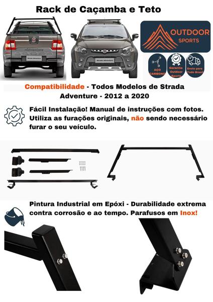 Imagem de Rack Goleira + Rack De Teto Removível Fiat Strada Adventure