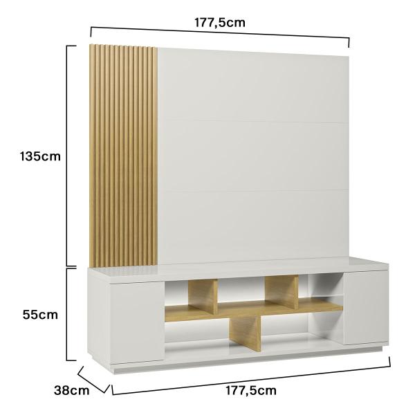 Imagem de Rack Heloísa 2 Portas e Painel Lara C03 177 cm - ADJ Decor