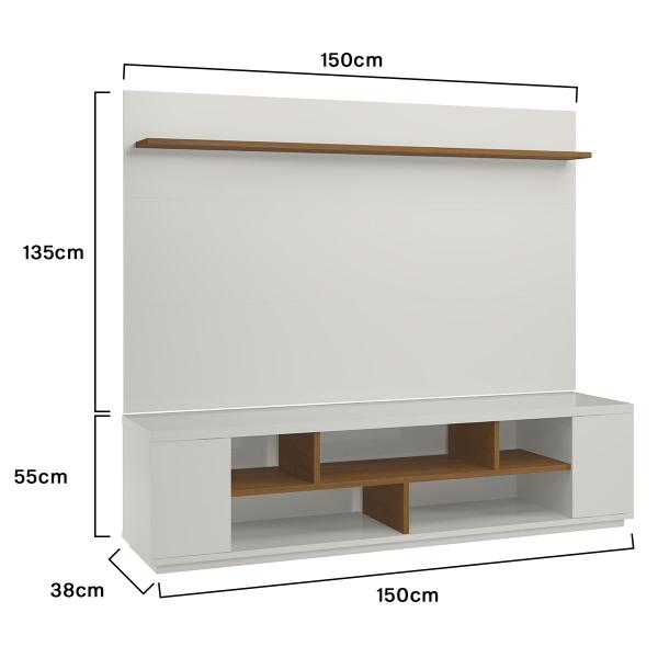 Imagem de Rack Heloísa 2 Portas e Painel Lívia C03 150 cm - Amarena Móveis