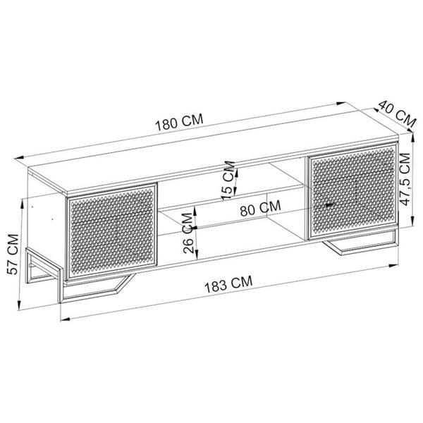 Imagem de Rack Industrial 180 Cm 2 PT Com Tela Em Metal 1027 Preto Mell PP