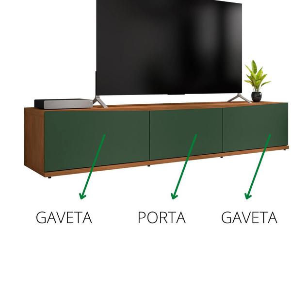 Imagem de Rack inovare eros 180 para tv até 60” 2 portas 1 gaveta  cedro / verde