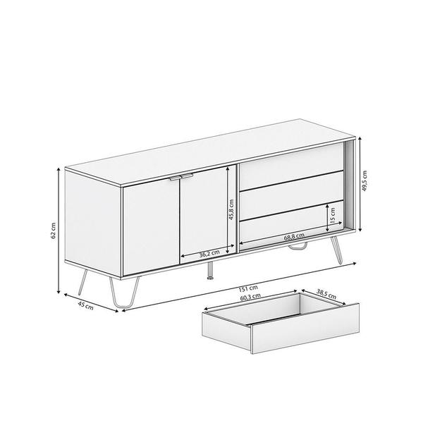 Imagem de Rack Kappesberg 2 Portas 3 Gavetas Gianduia Carb