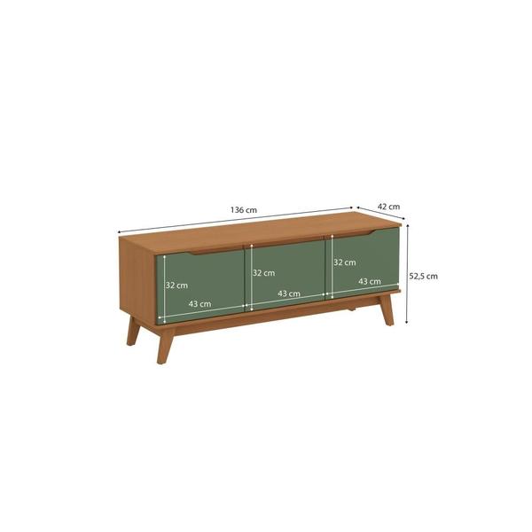 Imagem de Rack Kappesberg 3 Portas Canela/Verde 136cm