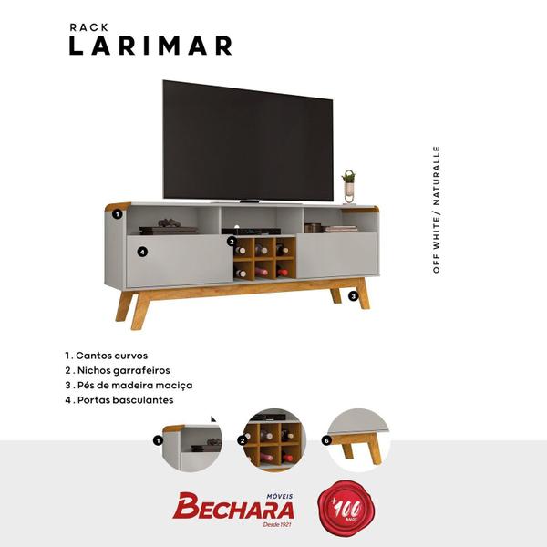 Imagem de Rack Larimar para Tvs de até 65 Polegadas Pés Madeira Maciça e Cantos Curvos Off-White/Naturalle