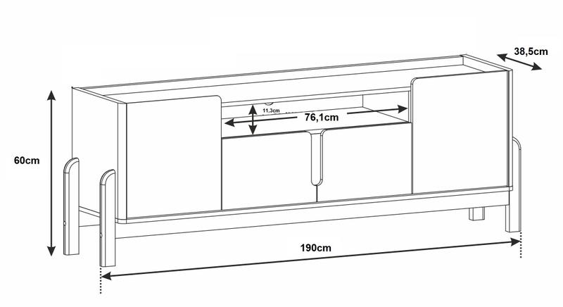 Imagem de Rack Lizz 190 4 Portas p/ TV até 60'' Off White/Cedro - Casa D