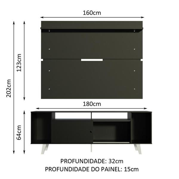 Imagem de Rack Madesa Cancun com Pés e Painel para TV até 65 Polegadas - Preto/Preto 8N77