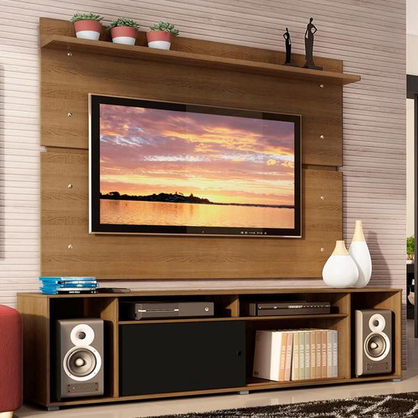 Imagem de Rack Madesa Cancun e Painel para TV até 65 Polegadas - Rustic/Rustic/Preto