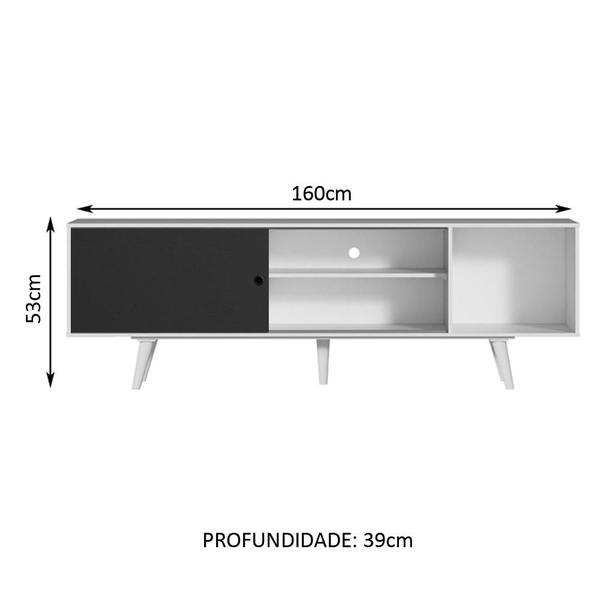 Imagem de Rack Madesa Dubai para TV até 65 Polegadas com Pés - Branco/Preto/Branco