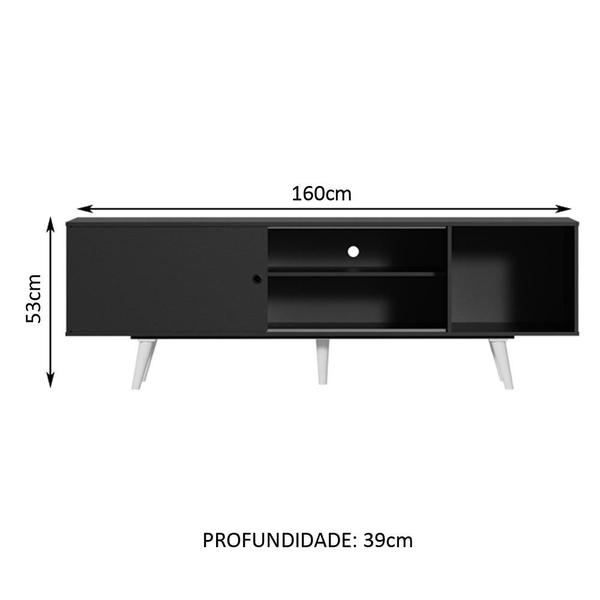 Imagem de Rack Madesa Dubai para TV até 65 Polegadas com Pés - Preto/Branco