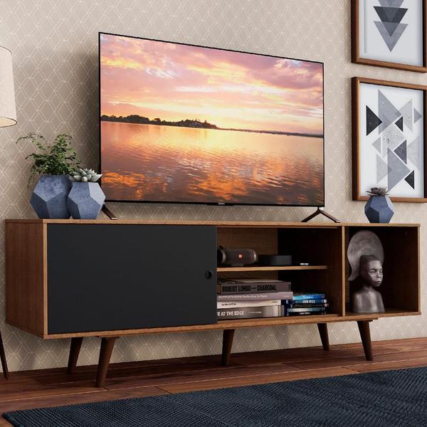 Rack Madesa Dubai para TV até 65 Polegadas com Pés - Rustic/Preto/Rustic Rack Madesa Dubai para TV até 65 Polegadas com Pés - Rustic/Preto/Rustic