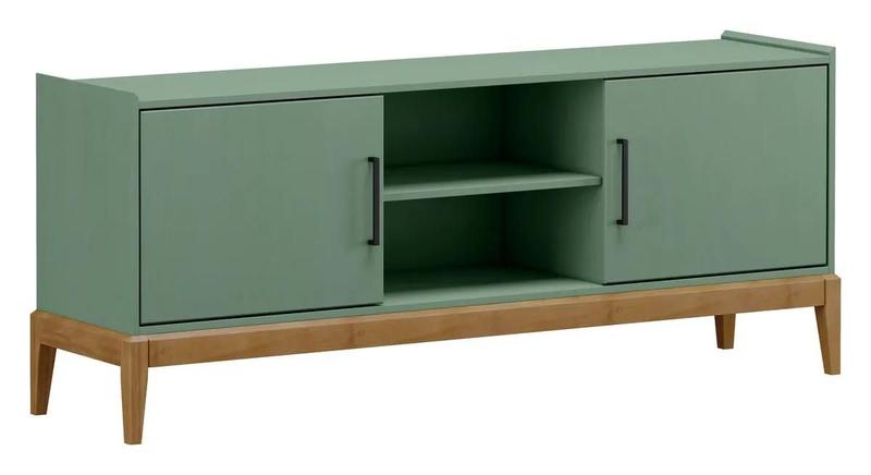 Imagem de Rack Milão Finestra com 2 Portas em MDF Verde e Freijó