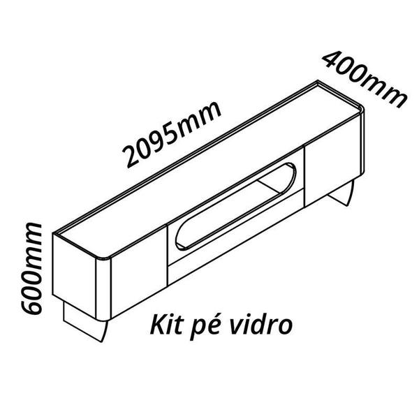 Imagem de Rack Nobre Pés Vidro Com Painel Ripado Nobre TV 85 Pol 230x250 Gelius Off White