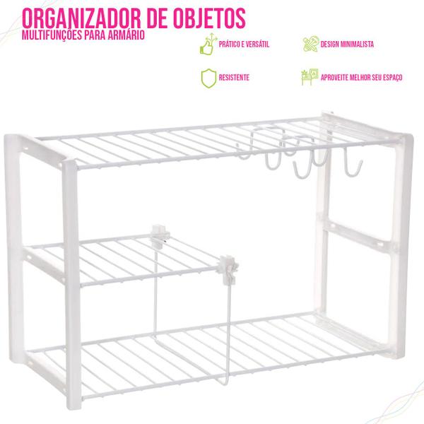 Imagem de Rack Organizador de XIcaras, Pratos, Potes - Multifunções para Armário - Aramado