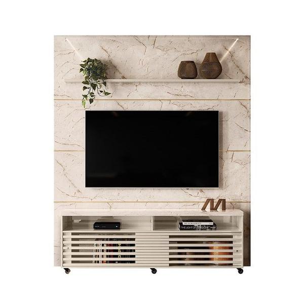 Imagem de Rack+Painel Frizz Prestige para TV de até 75 polegadas - Calacata/Off White - Madetec