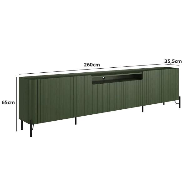 Imagem de Rack para Sala 260cm com 4 Portas Brise Pés Metal 100% MDF