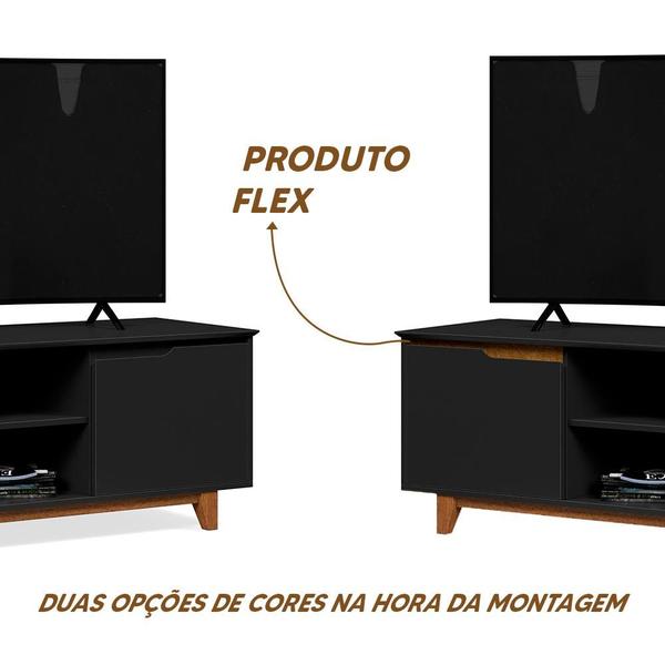 Imagem de Rack Para Sala Até 55 Polegadas Preto Freijó Flex Flow EJ Móveis