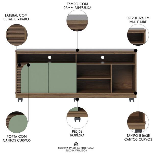 Imagem de Rack para Sala Bancada de TV 65 Pol 150cm Madrid C05 Amêndoa/Hortelã - Mpozenato