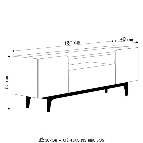 Imagem de Rack Para Sala Bancada de TV 75 Pol 180cm Safira L06 Tauari/Off White - Mpozenato