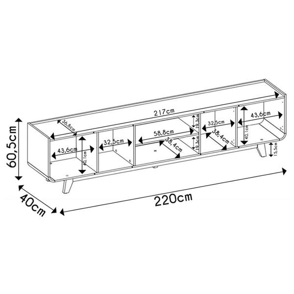 Imagem de Rack Para Sala Bancada de TV 75 Pol 220cm Collie D04 Off White/Freijó - Mpozenato