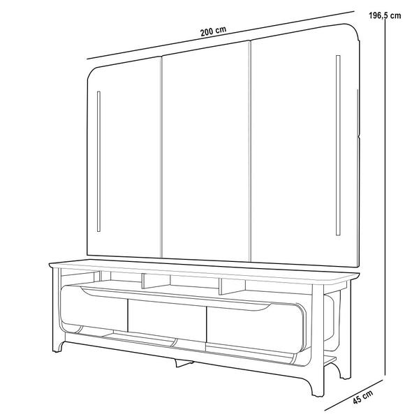 Imagem de Rack Para Sala com Painel Para TV 75 Pol LED Glória D05 Off White Freijó - Lyam Decor