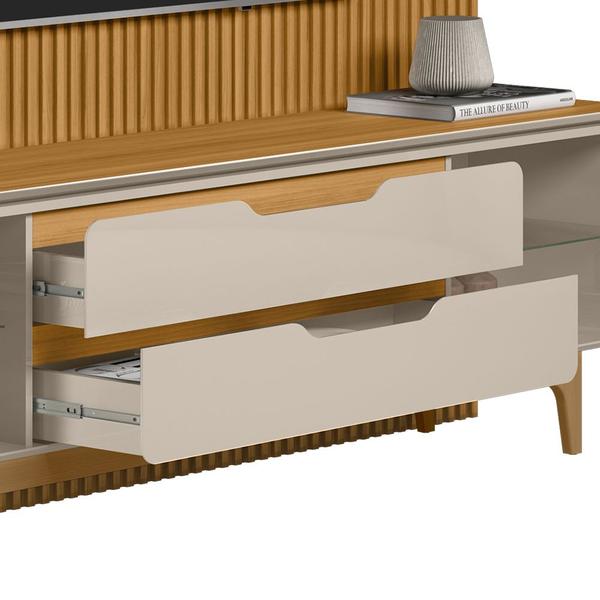 Rack para Sala Com Painel Para TV 75 Pol Ripado Gales L05 Tauari Off White - Lyam Decor Imagem de Rack para Sala Com Painel Para TV 75 Pol Ripado Gales L05 Tauari Off White - Lyam Decor