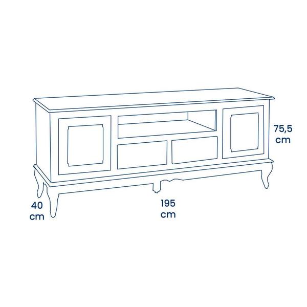 Imagem de Rack para Sala com Pés Luis XV 2 Portas 2 Gavetas e Nicho 60812M Hannover Linz Móveis