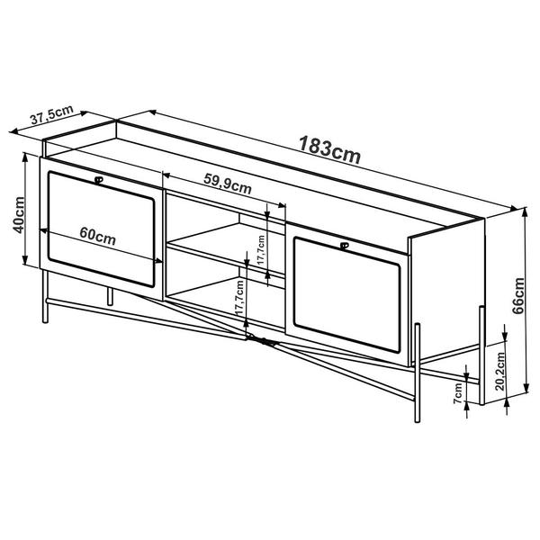 Imagem de Rack Para Sala de Estar TV 65 Pol 183cm Industrial Indy A03 Nero Dourado - Lyam Decor