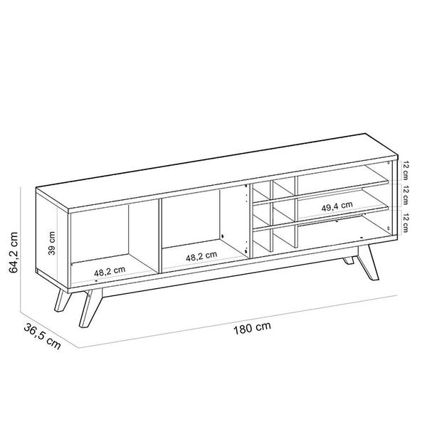 Imagem de Rack para Sala De Estar TV 70 Pol 180cm Makai C04 Preto Fosco Noce Milano - Lyam Decor