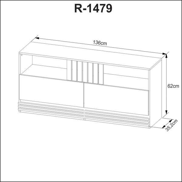 Imagem de Rack Para Sala e Tv Com 2 Gavetas e 2 Nichos 1,36 m